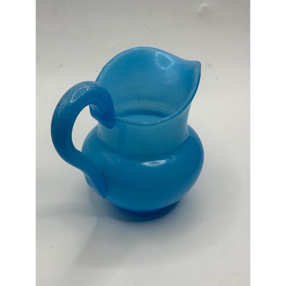 Antique French Opaline Glass Pitcher – Sky Blue, Handblown with Polished Pontil, - Picture 8 of 11